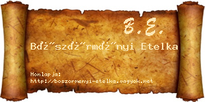 Böszörményi Etelka névjegykártya